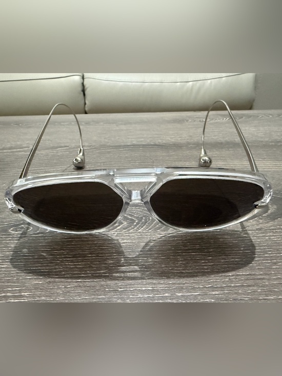 Bottega Veneta Clear Frame Silver-Trim Sunglasses